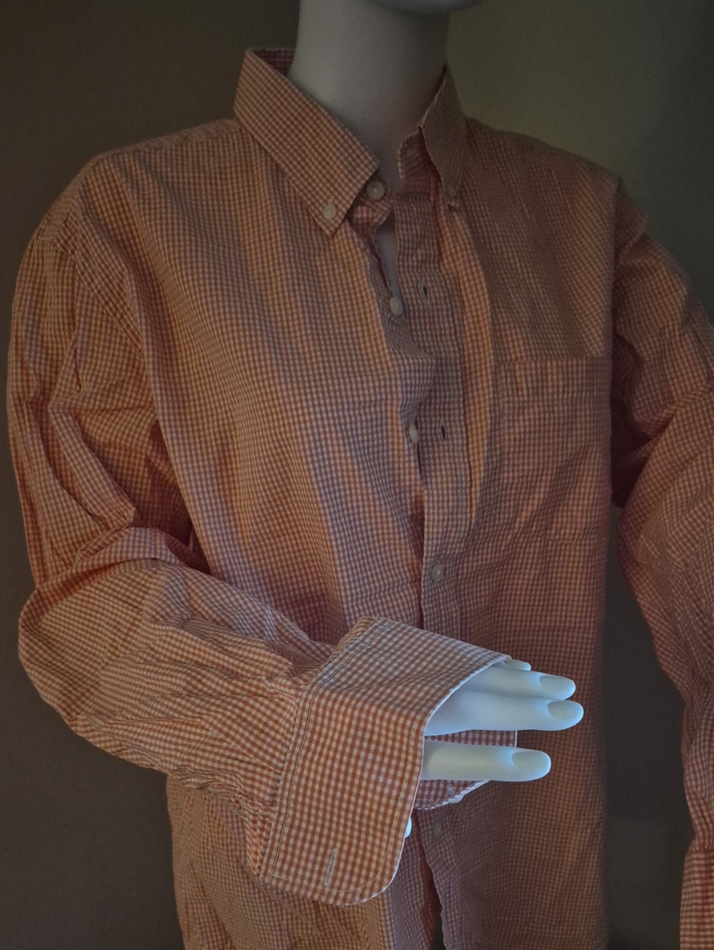 Old Navy Orange Gingham Button-Down Shirt with Chest Pocket